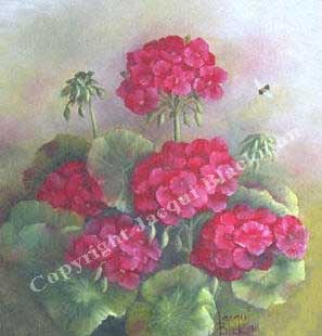 geranium flower painted wet-on-wet with oil paint